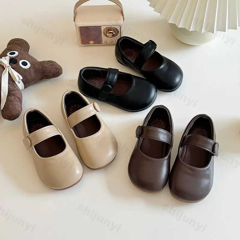 Girls Flats Soft Sole Comfort 2025 New Kids Pu Leather Shoes Non-slip Hook loop Children Princess Shoes Solid Color Versatile XJ250724