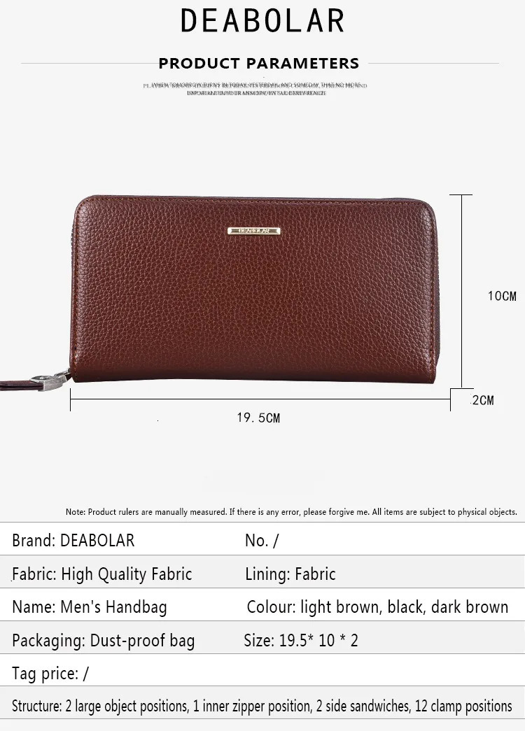 Fashion Mens Long Mobile Phone Bag Business Leather Multi Function High Capacity Zipper Wallet with Hand Belt 250723