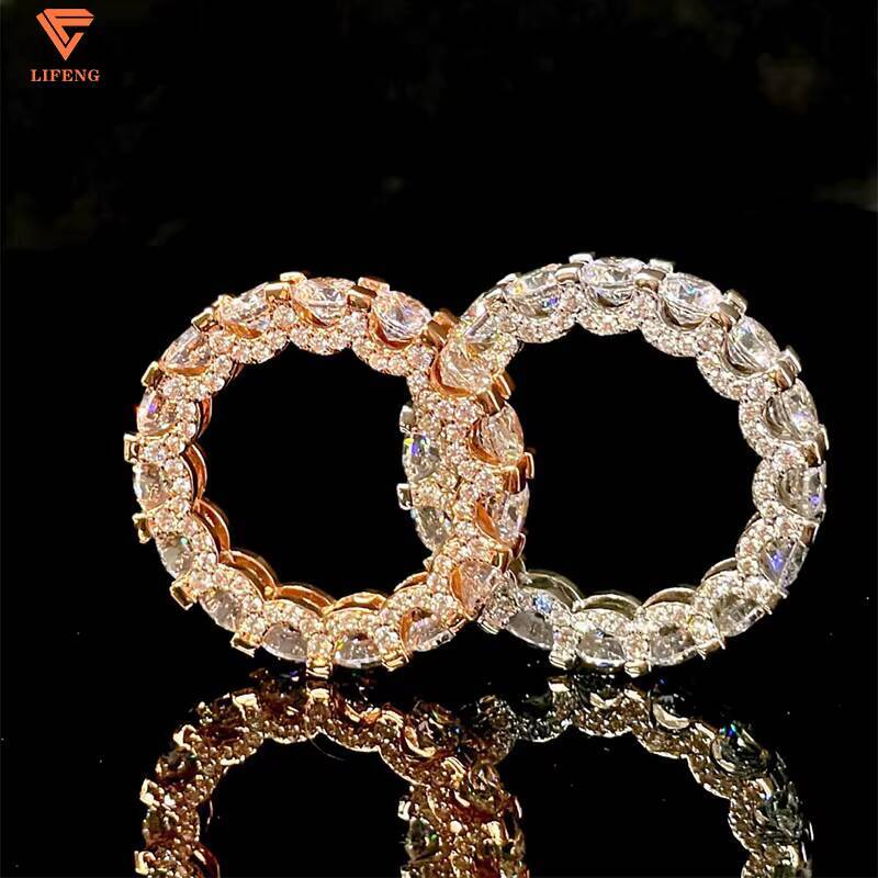 Lifeng Jewelry Custom Luxury Design Wedding Engagement 925 Silver with 1ct Gems Round Baguette Cut VVS Moissanite Fine Ring