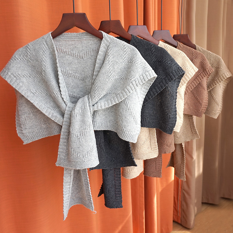 K1460 Contains wool knitted shawl, spring and autumn outerwear, decorative false collar, summer air-conditioned room neck protection, solid color casu