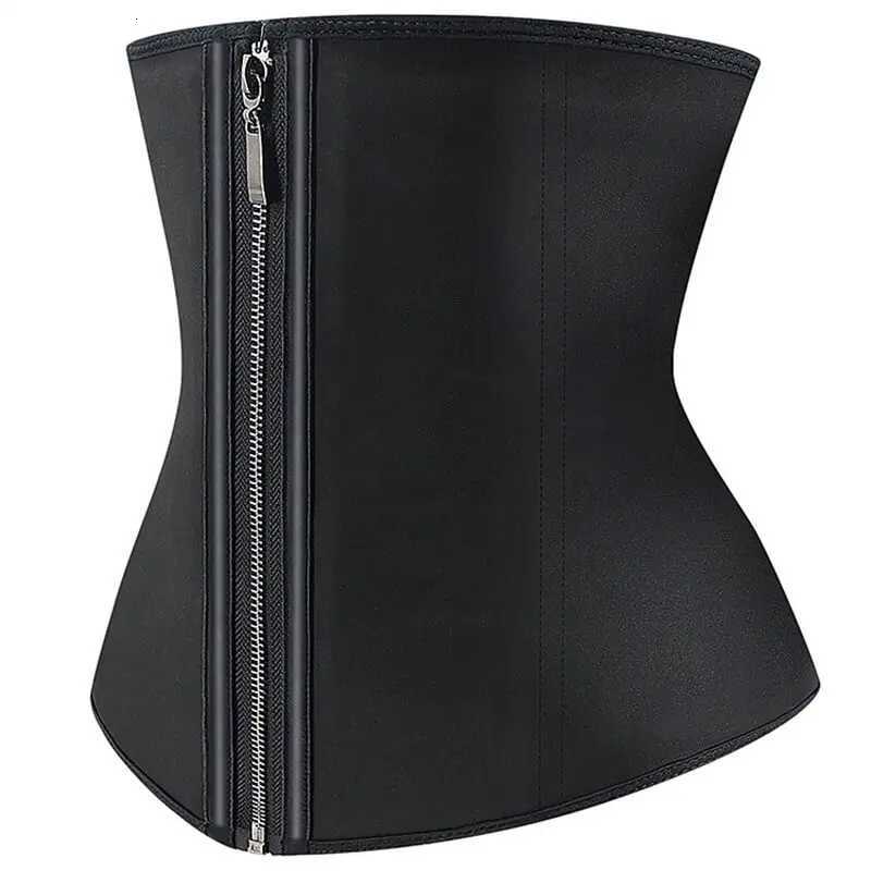 Latex Waist Corset Zipper Cincher Slimming Belly Belt Tummy Trimmer Shaper for Women Control Sheath Girdle Strap Black Hooks W250724