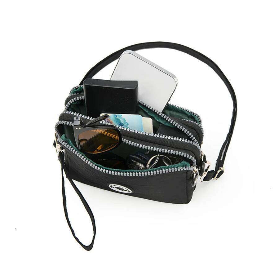 Fashion Pure Color Three Large Capacity Women's Shoulder Bag Portable Popular Zipper Coin Purse Mobile Phone Wallet