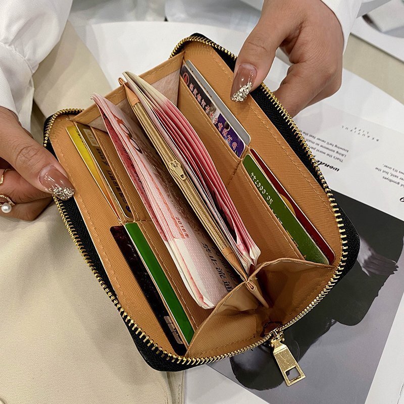 Free Shipping Designer Bag New Women's Long Wallet Single Zipper Women's Wallet Handbag Multi Card Slot Wallet Patent Leather Large Capacity
