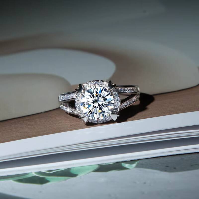 Luxury Design Quality Diamond 2CT Moissanite Wedding Ring Anniversary Ring Silver Plated Flower 18k Women Engagement