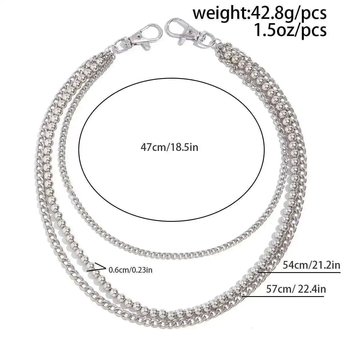 KunJoe Punk Rock Multilayer Metal Pants Chain Wallet Belt Chain Men Women Versatile Beaded Keychain Trousers Jeans Accessories 250722