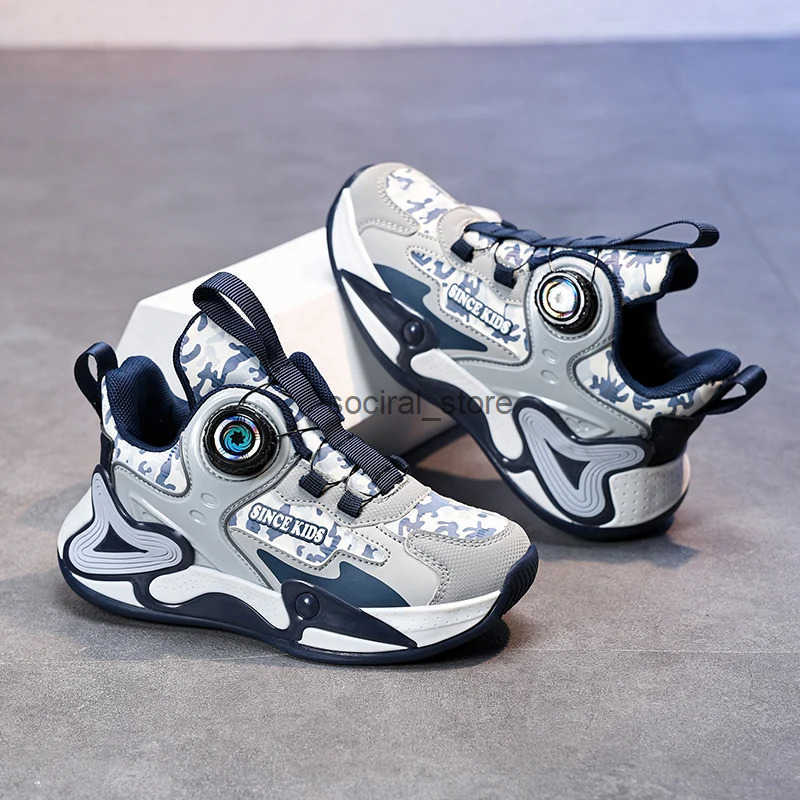 Children Basketball Shoes Swivel Button Boys Fashion Sneakers Girls School Sport Shoes Kids Casual Trainers Outdoor Shoes Q250724