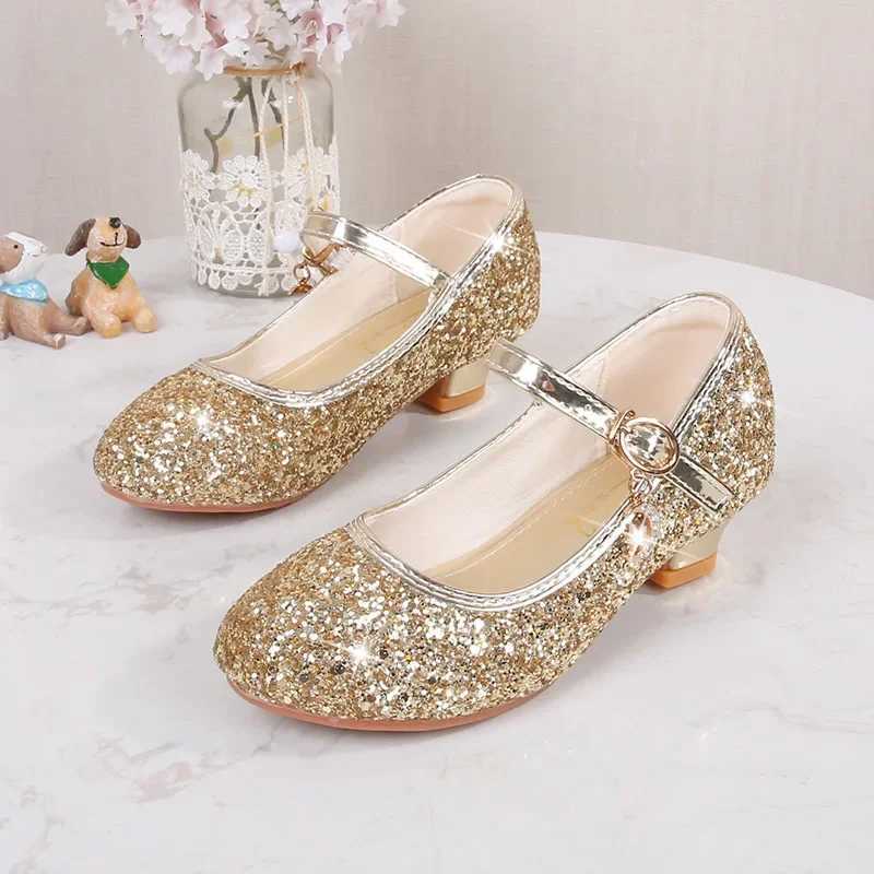 Classic Children High Heels Leather Shoes Fashion Sequins Elegant Kids Girls Wedding Shoes Princess Party Dress Single Shoes XJ250724