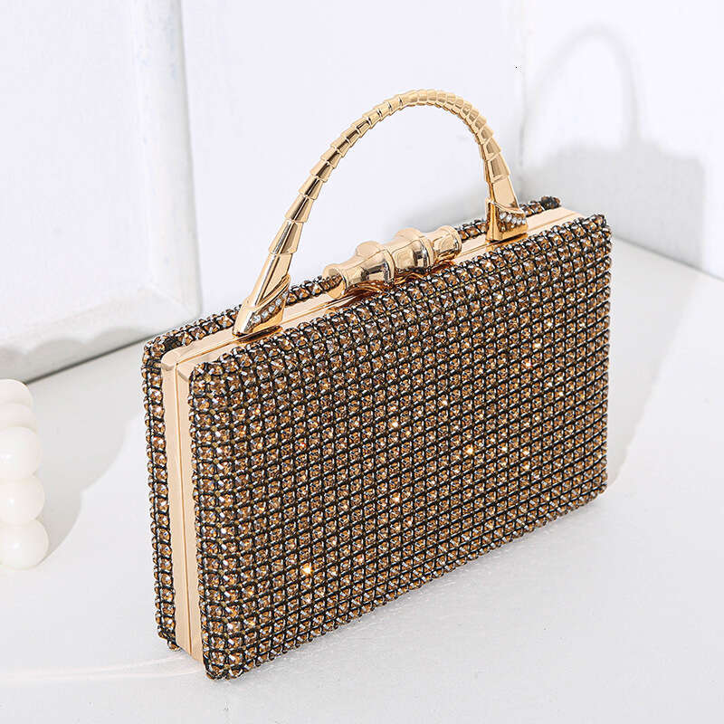 Designer Luxury Evening Diamond 2025 New Diamond-Encrusted Evening Bag Socialite Banquet Dress Metal Handheld Handmade Diamond Clutch