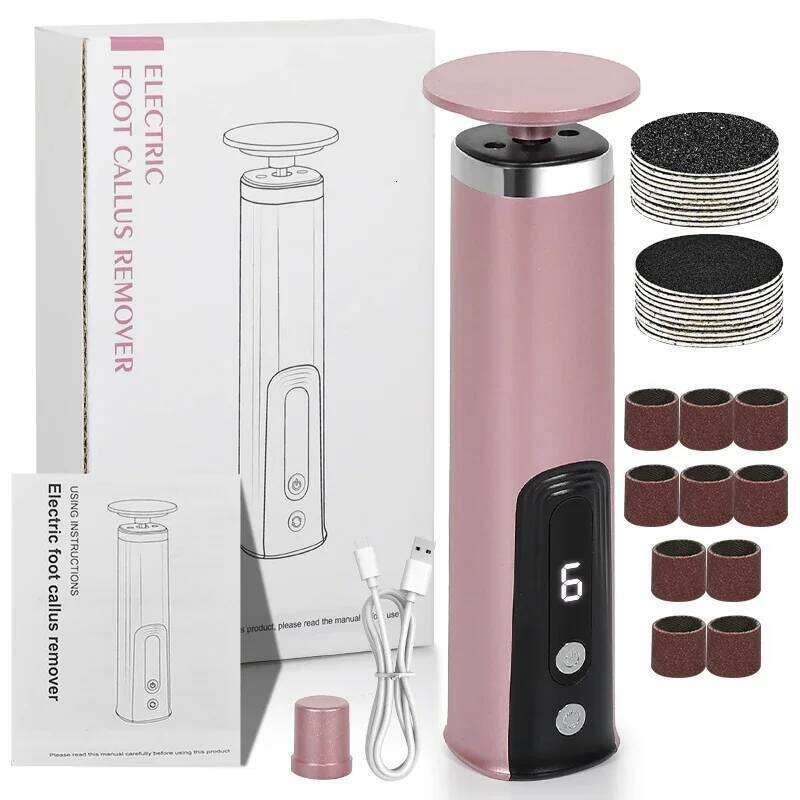 2-in-1 Electric Callus Remover Care Electronic Foot Grinder & Replacement Sandpaper Dead Skin Pedicure Tool