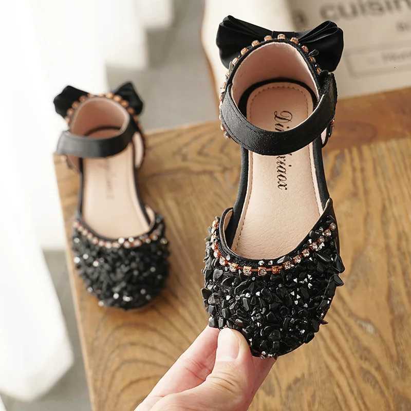 Girls Fashion Princess Flats Shoes Crystal Bow Summer Soft Sandals Children PU Flats Baby Rhinestone Toddler Footwear XJ250724
