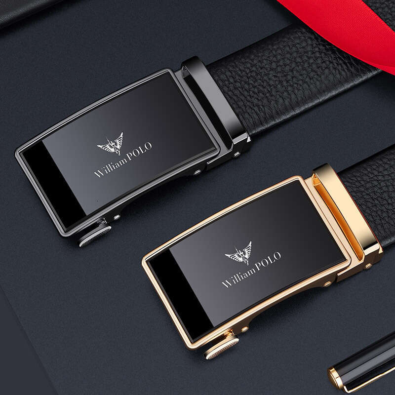 Paul High-End Genuine Automatic Buckle Men's Simple Business Alloy Soft Leather Belt Men