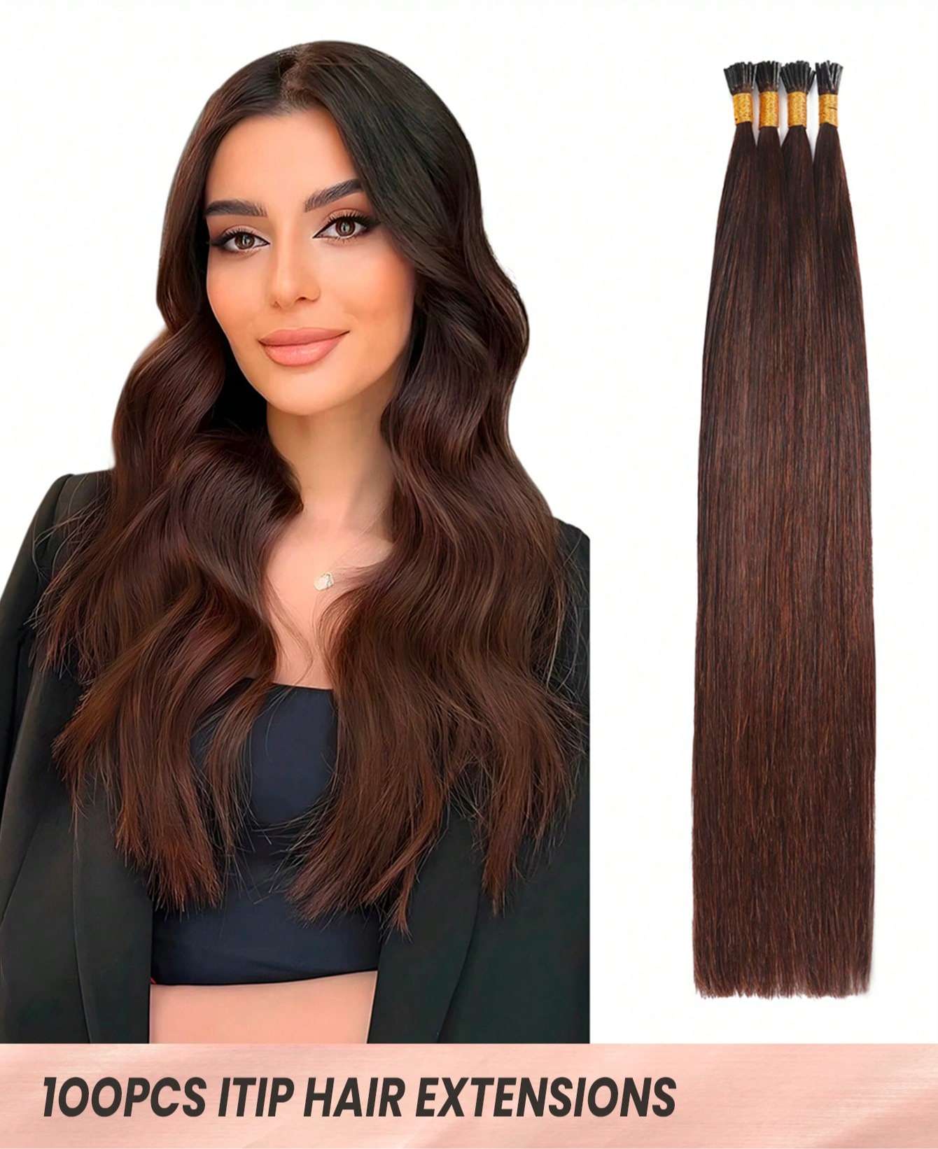 Vibeshift Tip Hair Extensions Real Human Hair 100PCS Pre Bonded Cold Fusion Hair Extensions For Women