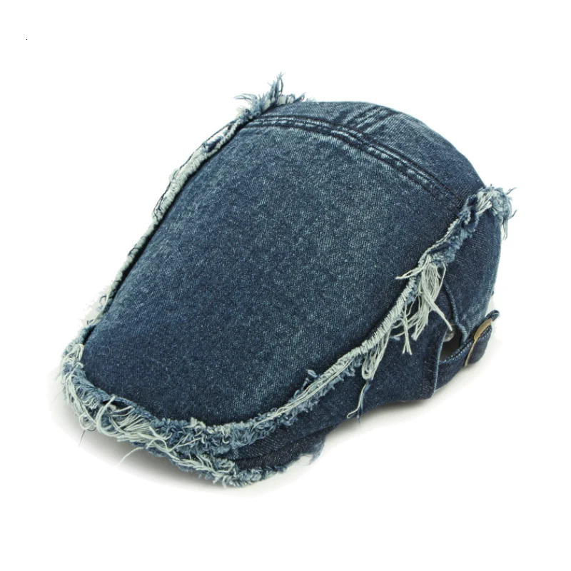 Retro Washed Denim Berets Women Soft Top Burrs Handsome Adult Men sboy Caps Casual Versatile Street Blue Forward Hats 250723