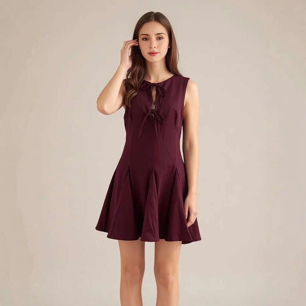 TRAFZA Spring Summer New Style Women's Fashion Sexy Wide Hem Bowknot Dress B5