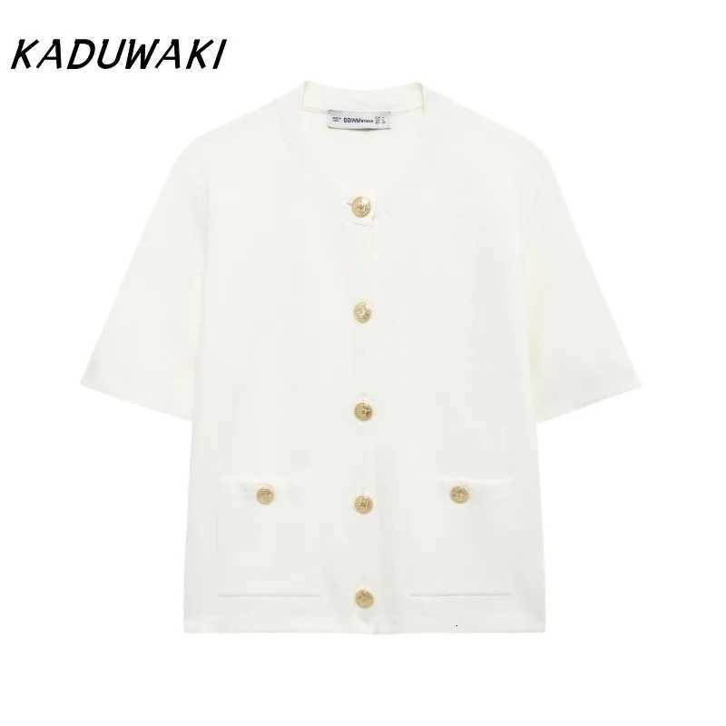 KADUWAKI Fashion Classic Round Neck Button Knit Sweater Temperament Gentle Short Sleeve Cardigan X250724