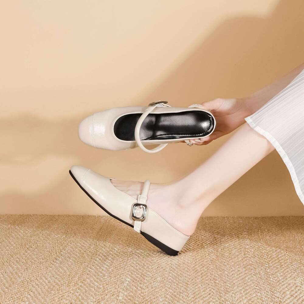 Designer Half for Women Fashionable Outdoor Wear High-End Casual Women's Korean Style Slip-On Thick Sole Height Increasing Shoes