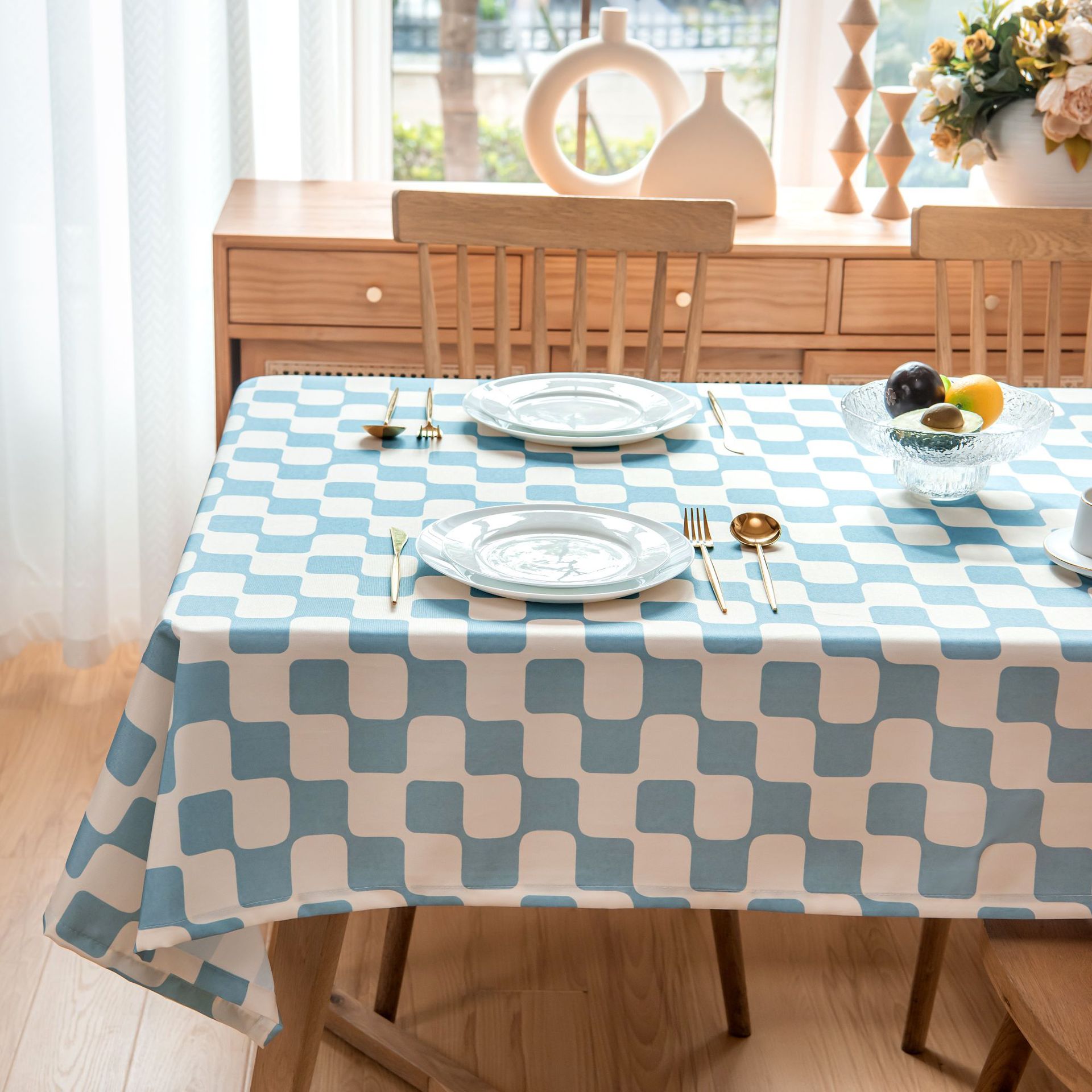 YL-36804 tablecloth waterproof and oil-proof washable rectangular mat Nordic home black geometric fabric net celebrity dining table