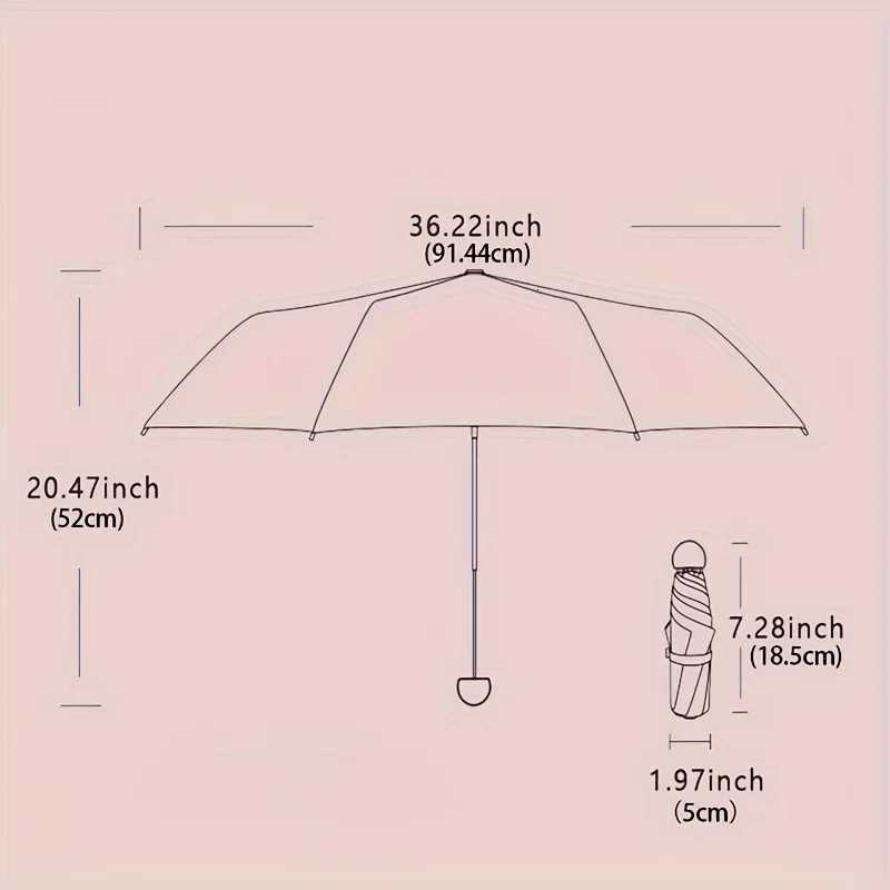 1pc 5-Fold Lightweight Mini Umbrella Windproof Compact Travel Umbrella Durable Design Portable for Commuting Office Daily Use R250724