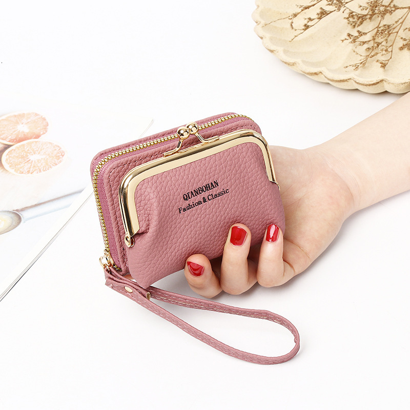 Free Shipping Designer Bag New Women's Wallet With Wristband, Short Coin Wallet, Korean Coin Clip Pocket, Multi Card Slot Accordion Card Holder