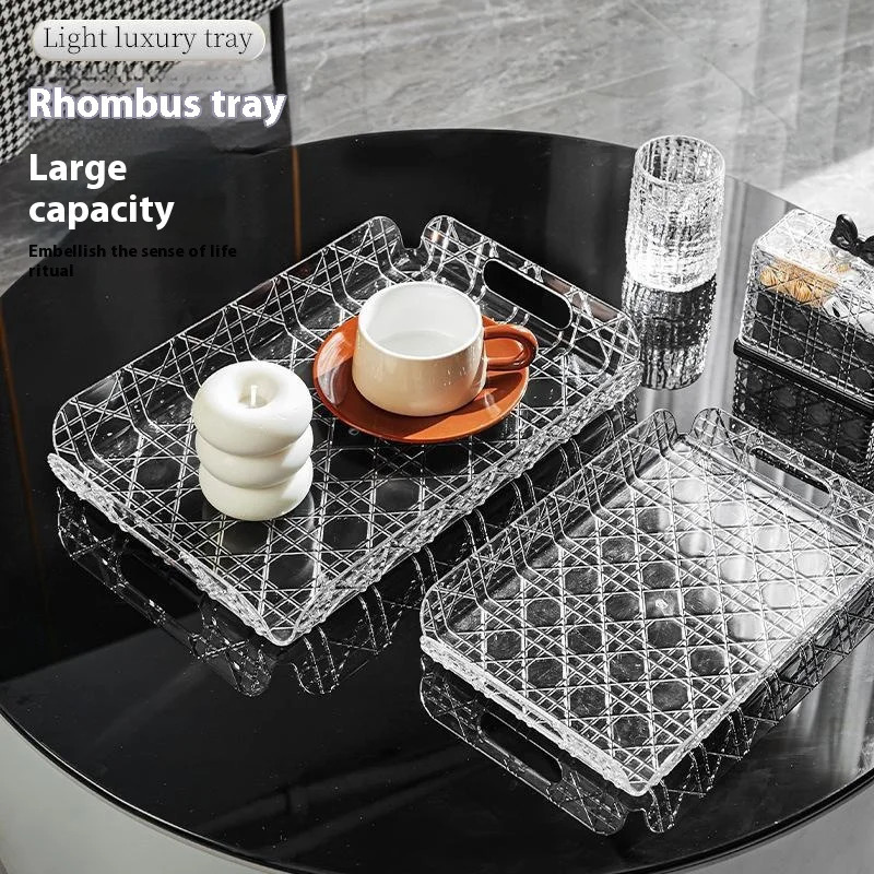 High-capacity Rectangular High-end Aesthetic Storage Tray Household Light Luxury Tea Set Water Cup Storage Tray Luxury Home Decoration 250724