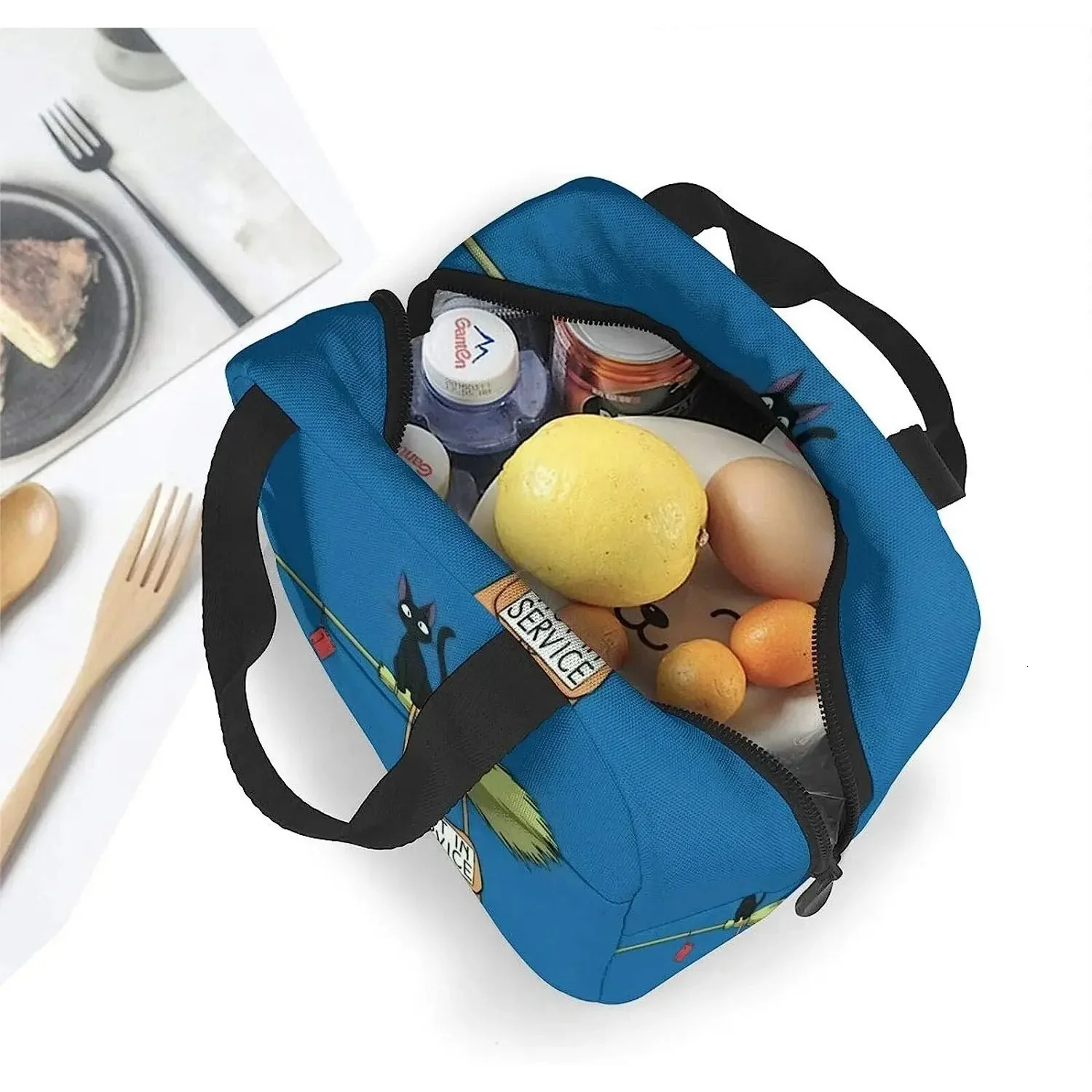 Anime Cat Portable Insulated Lunch Bag Reusable Portable Insulation Tote Lunch Box Cooler Bag with Zipper and Pocket for Women 250723