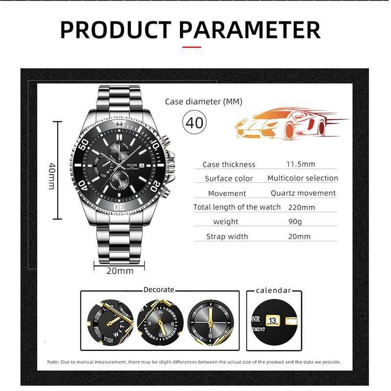 Luxury Mens Business Watches Men Silver Quartz Watch Male Luminous Clock W250724