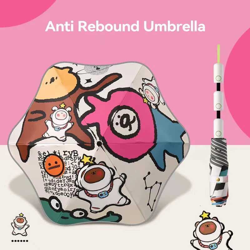 Cartoon Automatic Children Umbrella Windproof UV Protection Sun Folding Umbrella Kids Black Coating Sunshade Safety Arc Edge R250724