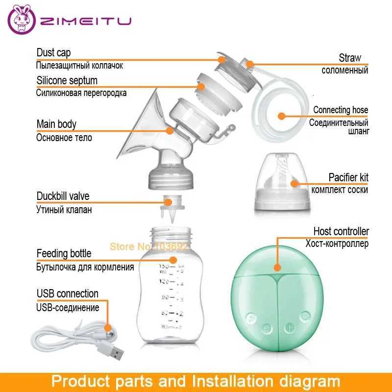 Double Electric Breast Pumps Set Powerful Nipple Suction USB Hands Free Electric Breast Pump with Baby Milk Bottle Cold Heat Pad X250724