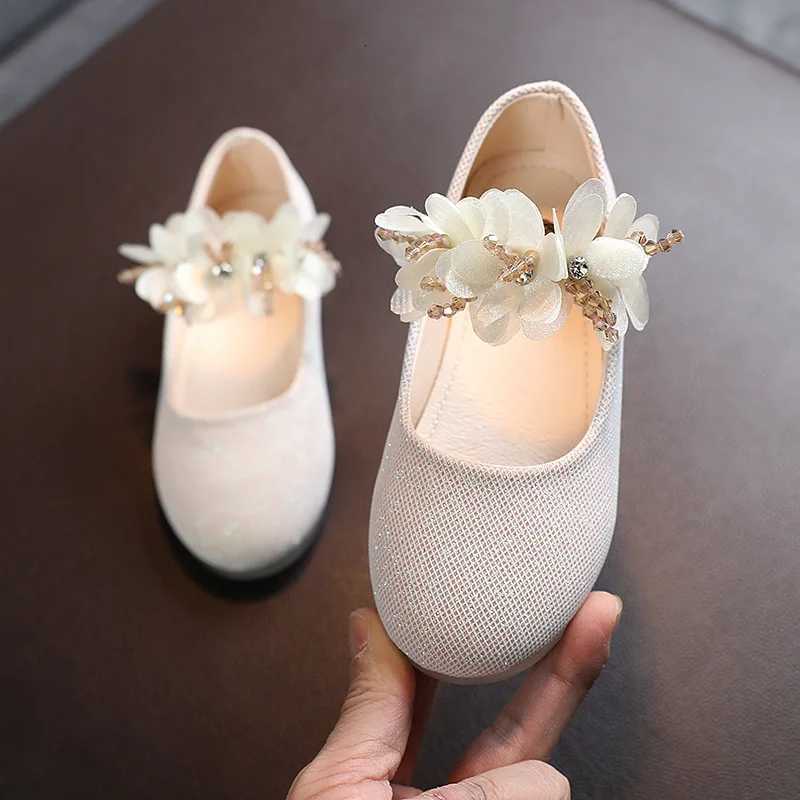 Girls Shoes Children Wedding Princess School Shoes Kids Summer Rhinestone Flower Student Sandals Fashion Flats 2023 New G26 XJ250724