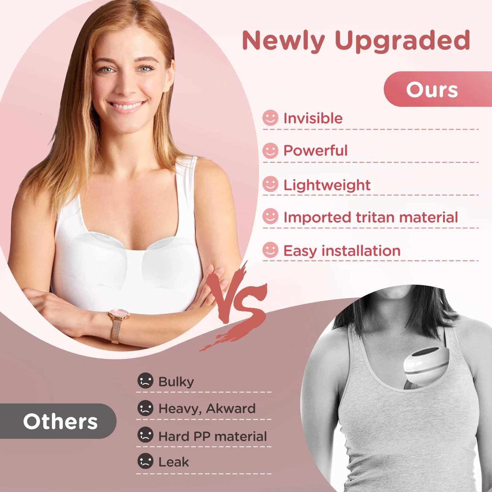 2/1pcs Wearable Breast Pump Hands Free Electric Breast Pumps Silent Comfort Milk Collector BPA-free LED Display 3 Modes 12 Levels X2507241