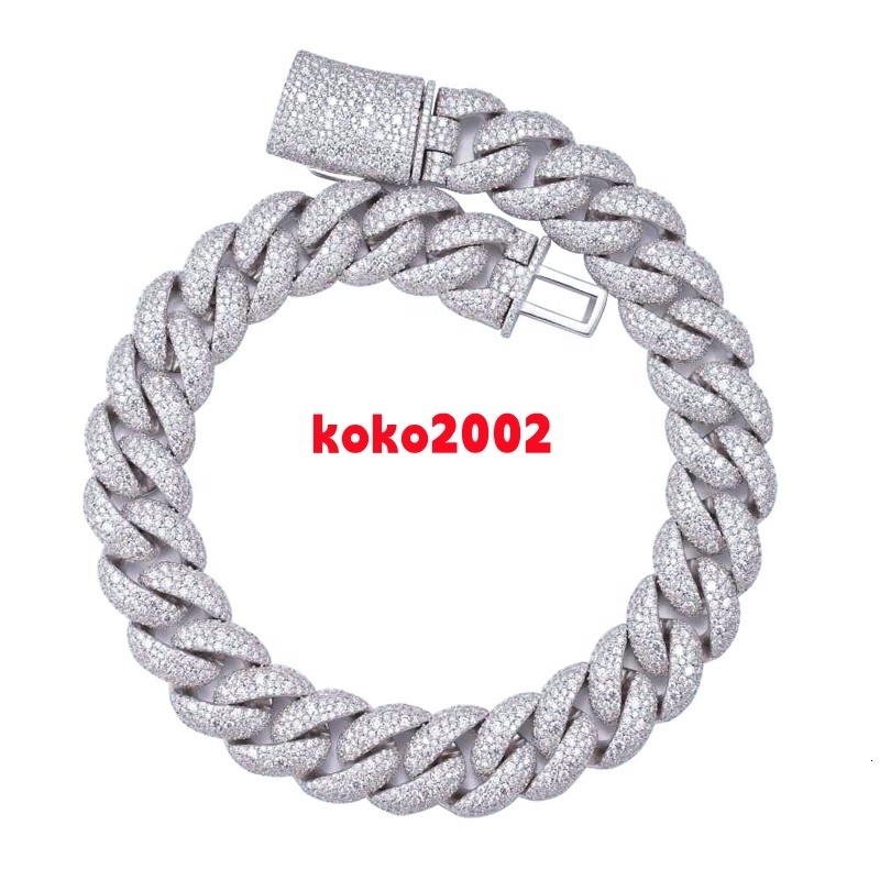 GRA D Color Iced Out Moissanite 20MM Mens Cluster Miami Cuban Link Chain With 925 Sterling Silver Pass Diamond Tester
