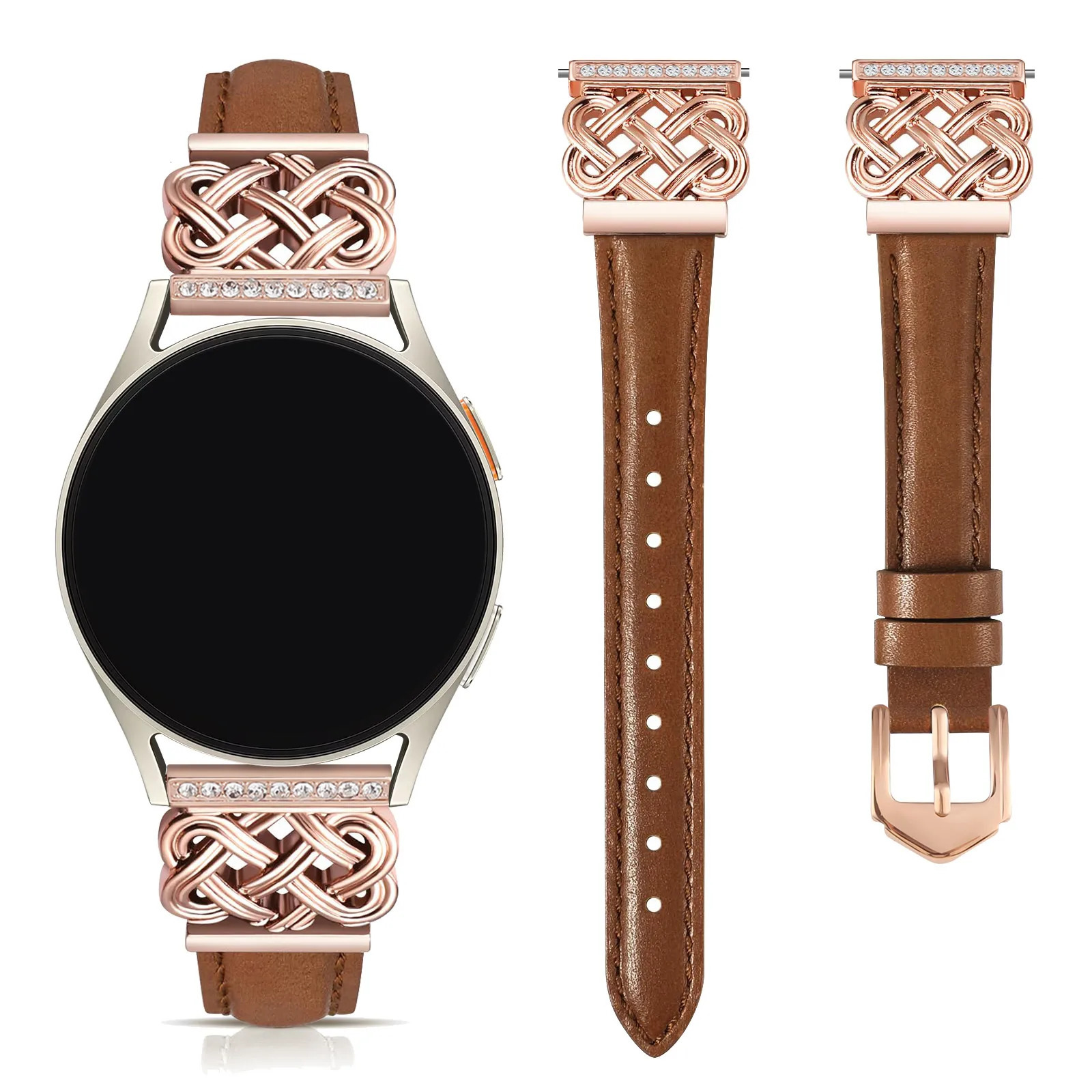 Leather strap compatible with Watch 7/6/5/4 Classic strap 40/42/44/43/45/46/47mm Active 2 20mm strap for women 250723