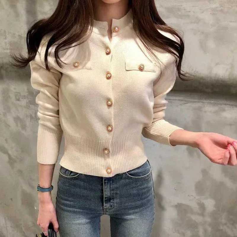 Crop Top Sweater Embroidery Harajuku Knitted Single Breasted Cropped Cardigan Women Autumn Long Sleeve Turn Down Collar Sweater X250724