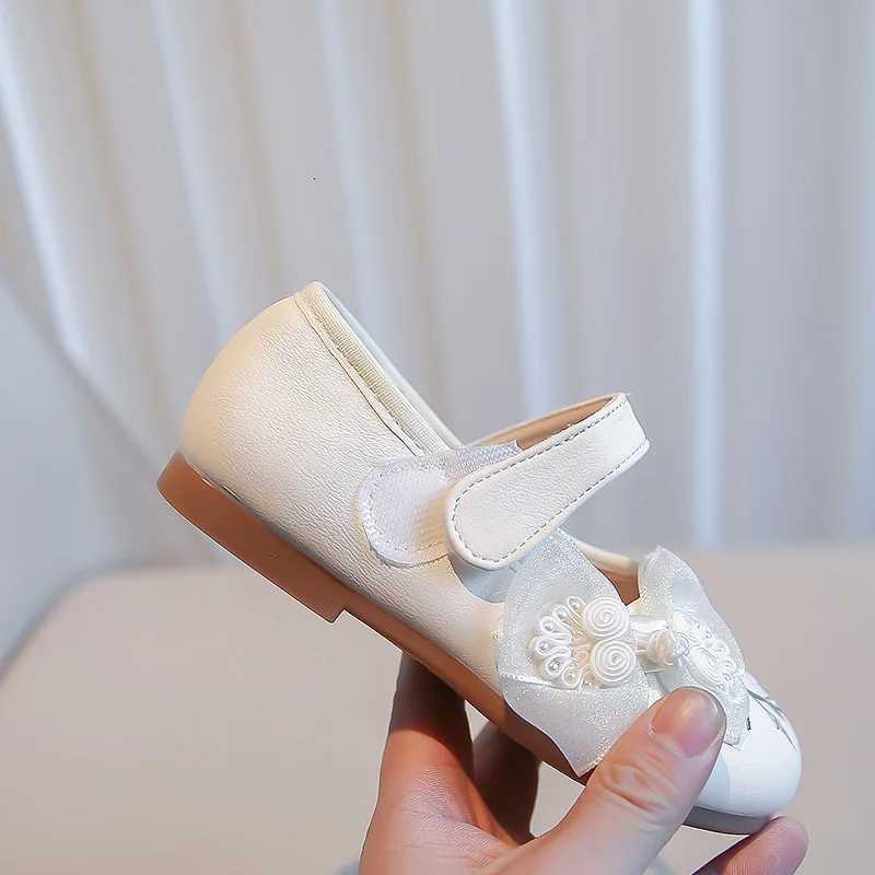 Children Flats Shoes with Mesh Knot Girls Embroidered Leather Shoes for Girls Wedding Kids Elegant Temperament Princess Shoes XJ250724