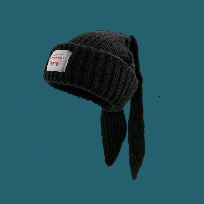 Rabbit Ears Knitted Wool Hat Love Boy Hat Niche n Personality Fashion Hat Men Women Cute Warm Autumn and Winter Hat 250722