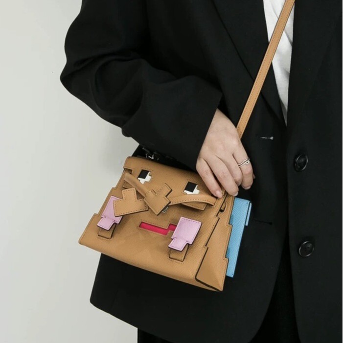 2025 New Genuine Leather Mosaic Doll Little Monster Bag Fashionable Cute Single Shoulder Crossbody Handbag For Women