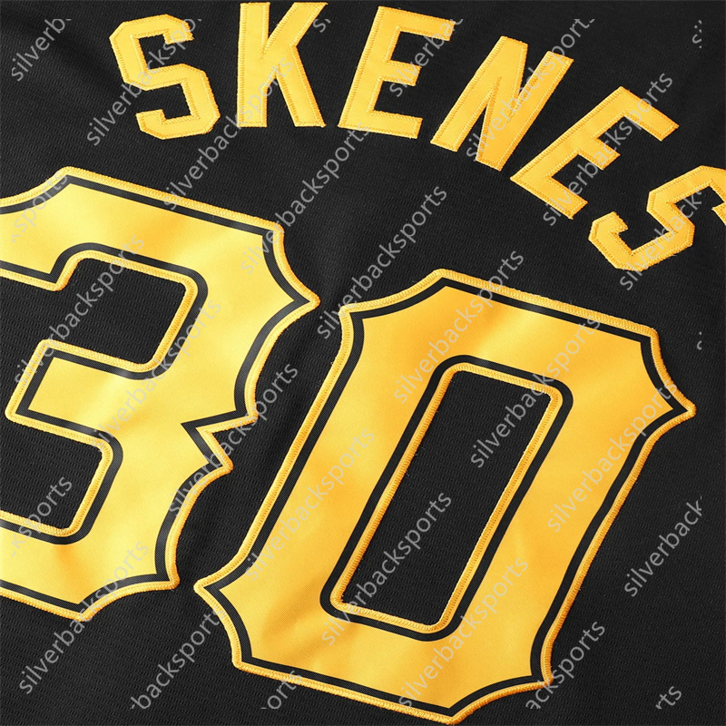 SKENES 30 PGH In Stock Wholesale Baseball Jeresys PITTSBURGH Quick Drying Moisture Conducting ,Quick Dry No Ironing ,Lightweight Black White Yellow