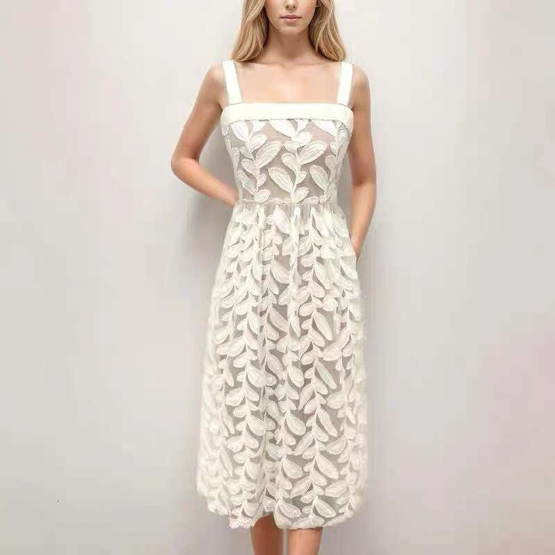 White Skirt Maxi Skirt Spring Summer Vietnam Trendy Brand Gentle Fairy Strap Leaf Puff Gown Dress Mixed Batch Long Skirt