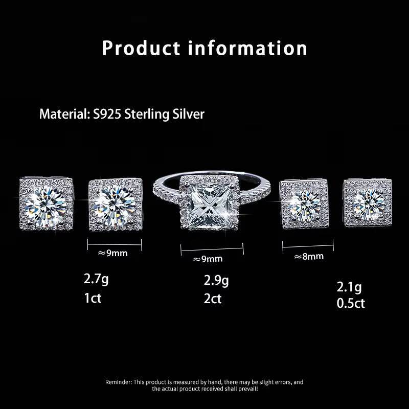 Women Fashionable Light Luxury Niche Design Exquisite Princess Cut Moissanite Simple Elegant Small Square Ring