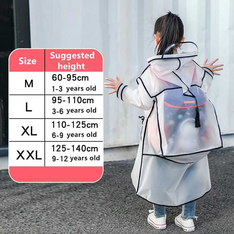 Fashion Children Transparent Eva Plastic Girls Boys Raincoat Travel Waterproof Rainwear Can Hold Backpack Rain Coat R250724