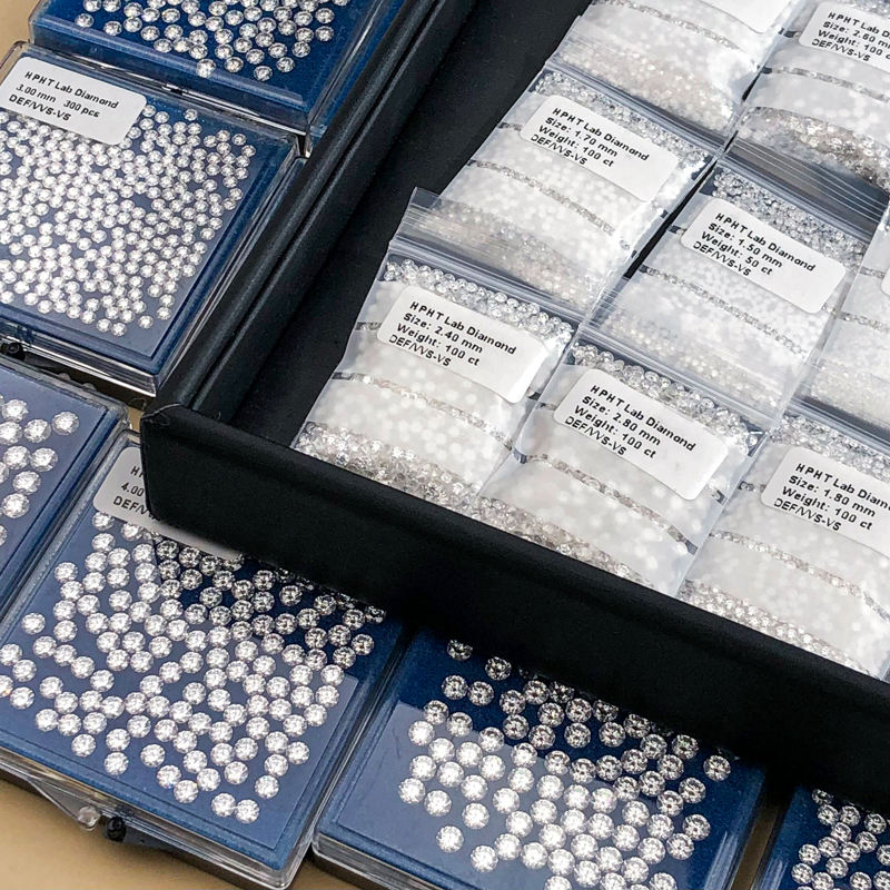 Each Package 1CT Round DEF VVS Quality 0.7-2.6mm Small Size White HTHP Loose Gemstones Lad Grown Diamonds