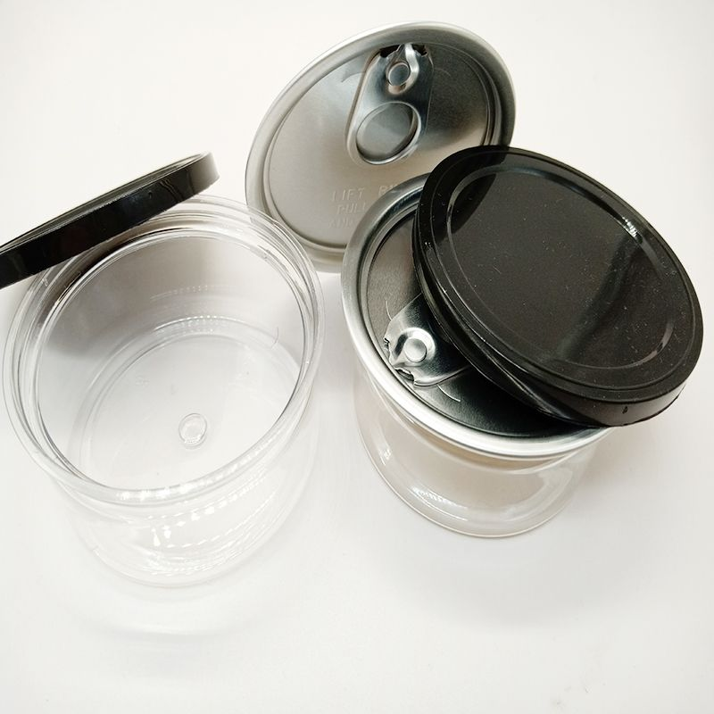 Bulk 3.5g Clear Plastic Food Containers Empty Tin Can Style with Lids