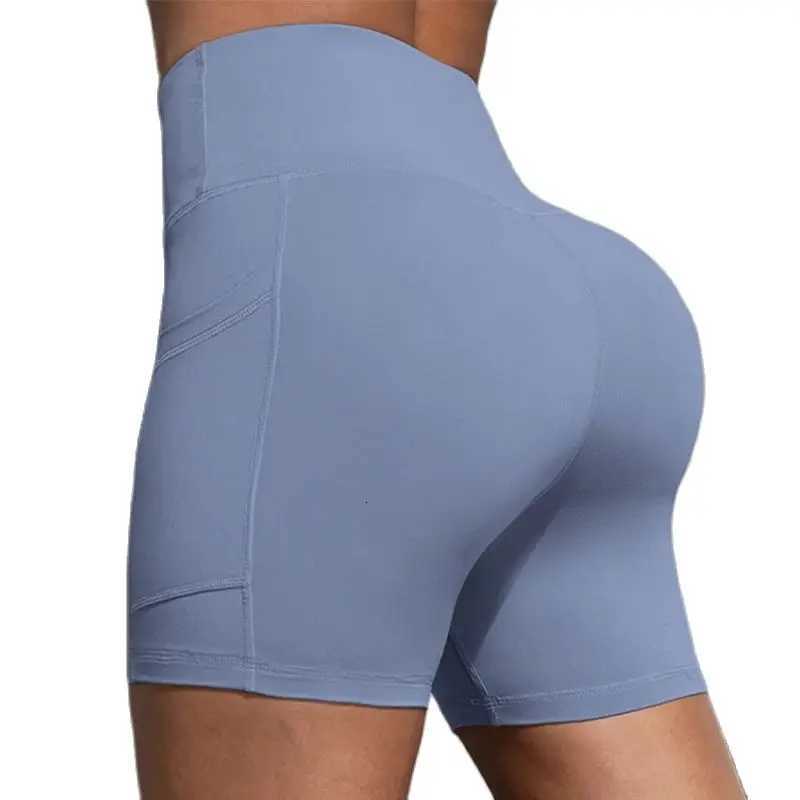 Double Pocket Yoga Shorts for Women Solid Color Butt Lifting Cycling Tight Outdoors Elastic Jogging Shorts Female SportswearXJ250724