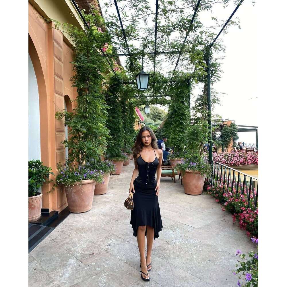 Designer Niche Gizzy Black Low Waist Irregular Summer Ladies High Elastic The easiest skirt to match