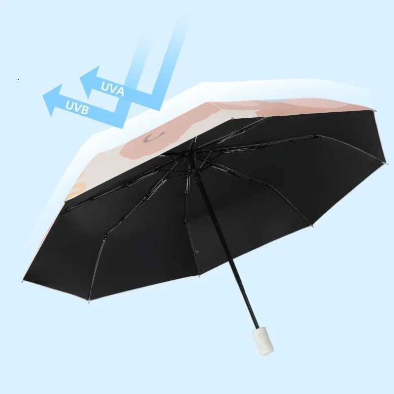 Mini Folding Automatic Umbrella Anti UV Sun Umbrella Cartoon Bear Portable for Adults and Children Sun Umbrella R250724