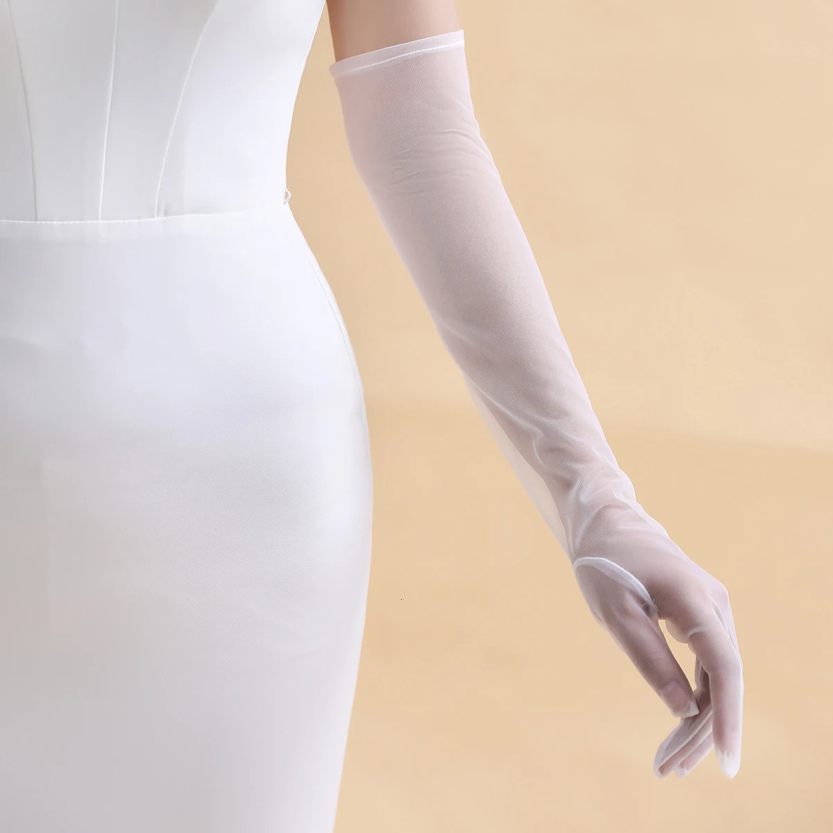 WG046 Handmade Wedding Bridal Gloves Plain Tulle White Brides Bridesmaid Opera Finger Gloves Women Pageant Perform Handschuh 250722