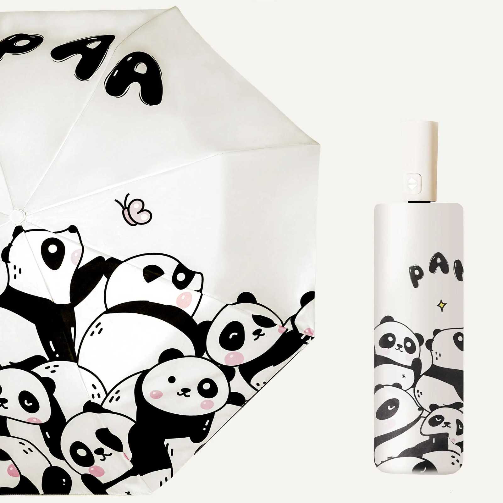 Holiday Gift Sun Umbrella Cute Compact Portable Cartoon Style Umbrella Sunscreen Portable Sunshine Rainy Automatic Umbrella Black R250724