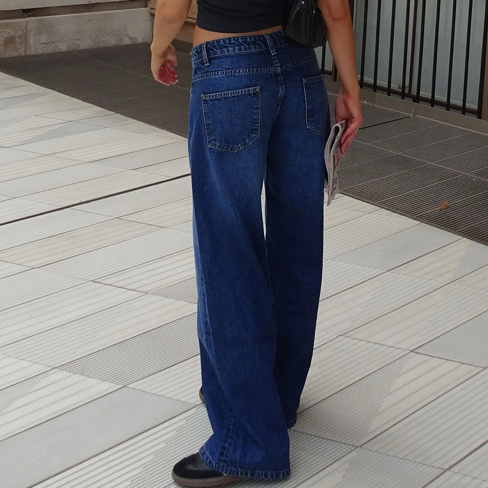 Retro Washed JeanS n Sense Mid Waisted StraightLeg Pants Loose WideLeg Mopping Jeans For Woman Jean 250717