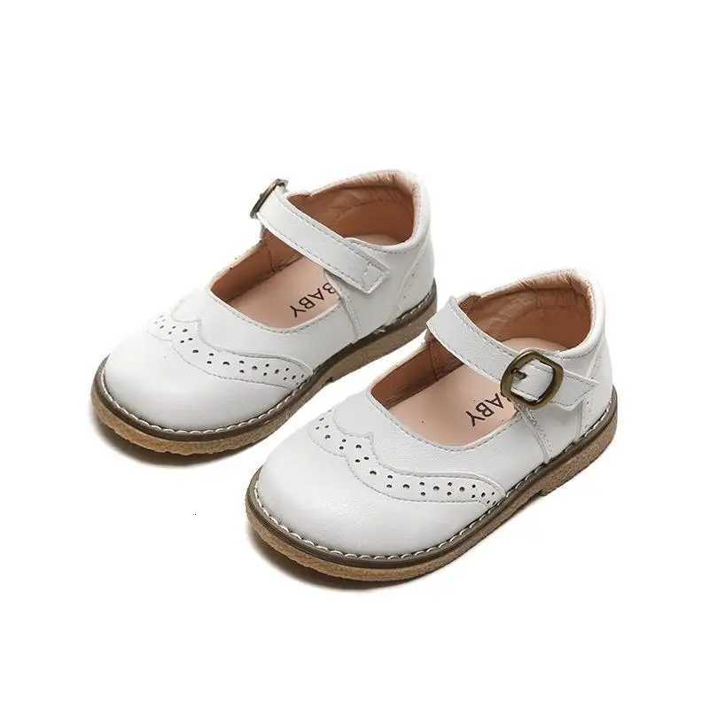 New Girls Leather Shoes Casual Girls Autumn Winter Kids Pu Show White Shoes Childrens Black Pink Size 21-30 Flats XJ250724