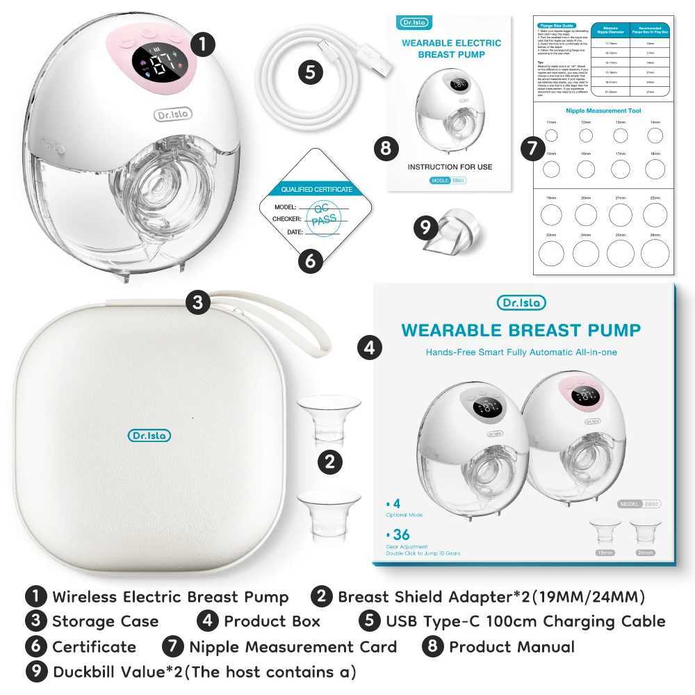 MamiJoy Wearable Electric Breast Pump 4 Modes 36 Suction Levels Hands Free Breast Pumps Milk Collector With 19/24mm Flange EB50 X250724